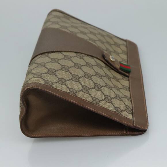 GUCCI GG Supreme Web Sherry Line Clutch Bag Pvc Beige Red 89 01 033 - Picture 3 of 16